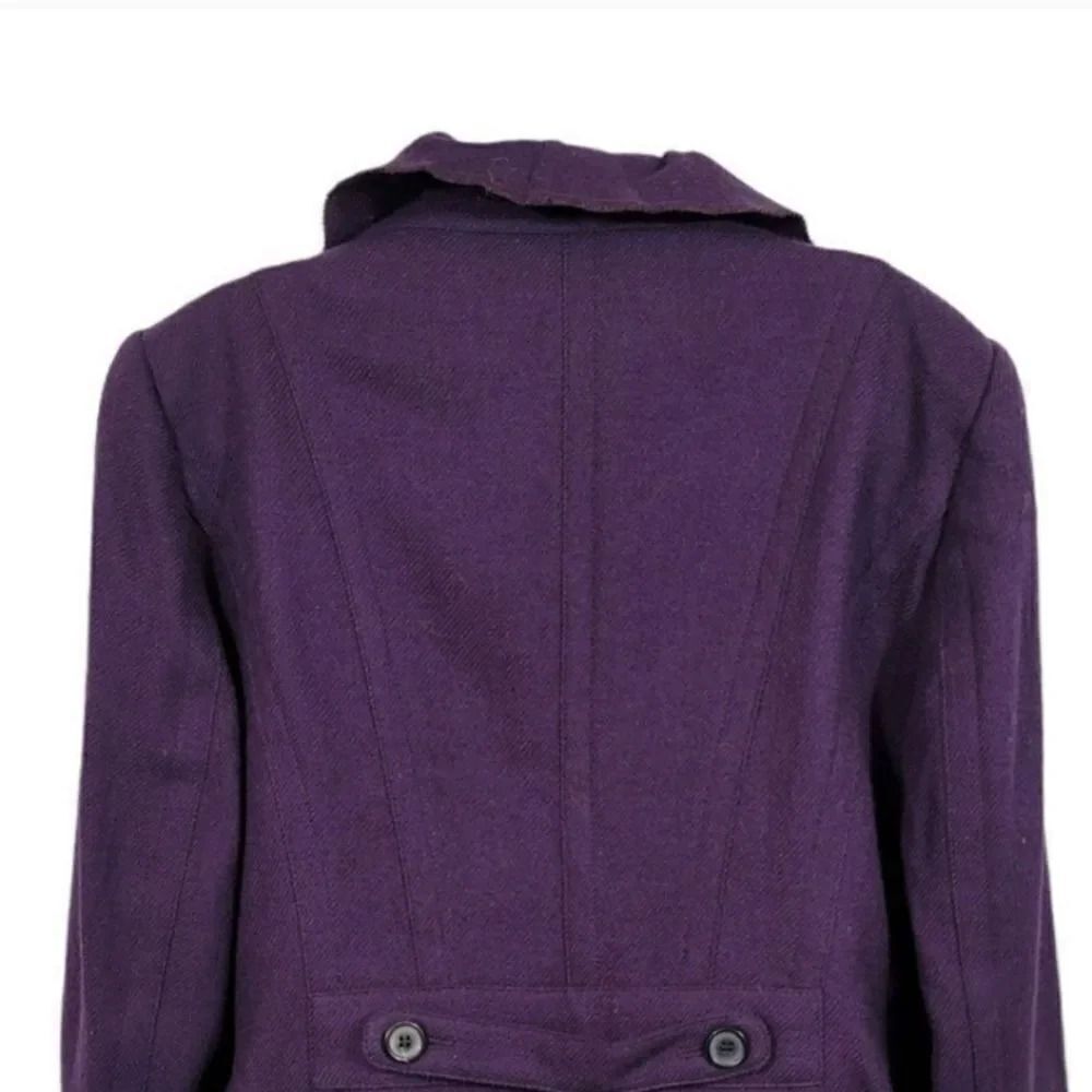 NEW Zara Woman Wool Blend Ruffle Neck Blazer Jacket in Plum Purple Size XL - Picture 4 of 13